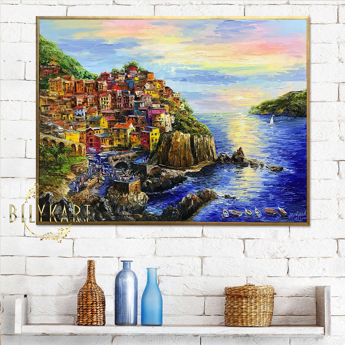 Manarola Cinque Terre Italian Landscape Art Print - Image 3