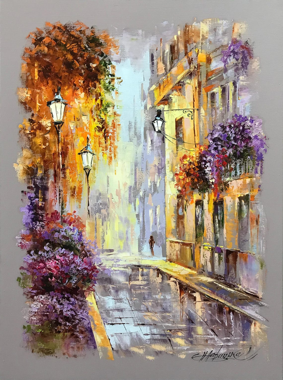 Italian Village Painting On Italian Scene Art Small Town Painting Naples Italy Art Italy Oil Painting Original European Village Art