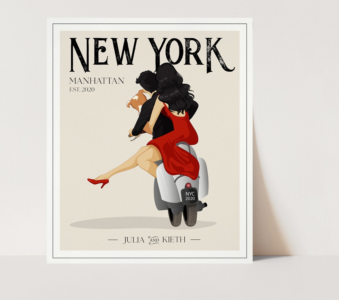 Custom Wedding Portrait Illustration Gift for Her