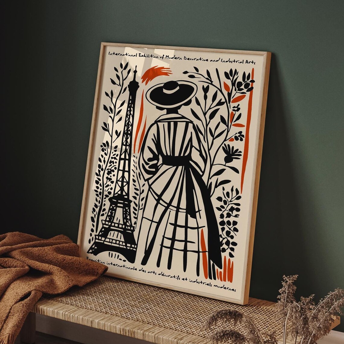 Paris Exhibition Elegant Woman Eiffel Tower French Art Deco Poster