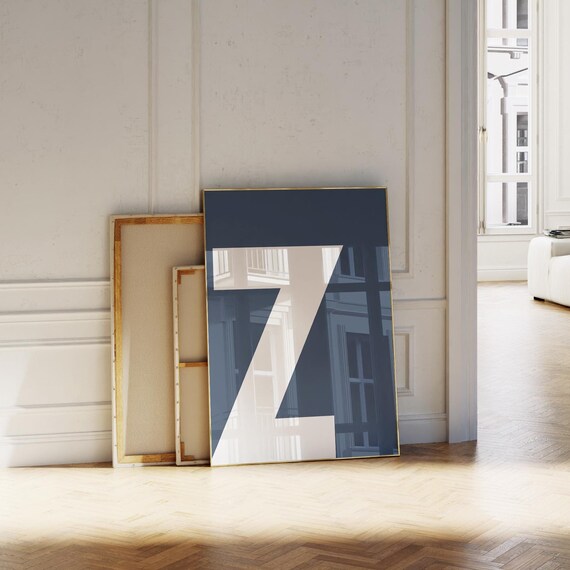Bold Navy Letter Z Monogram Minimalist Alphabet Initial Poster