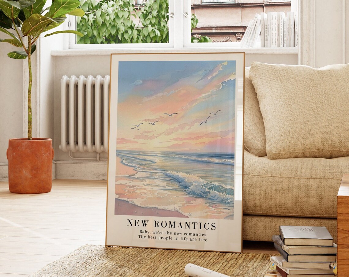 New Romantics Beach Watercolor Album Art Print
