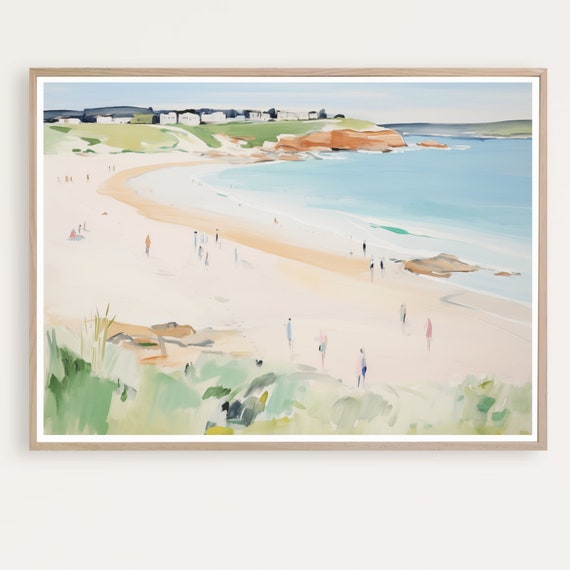 Xlarge Coastal Print Watercolor Beach Painting Australia Wall Art Decor Summer Landscape Instant