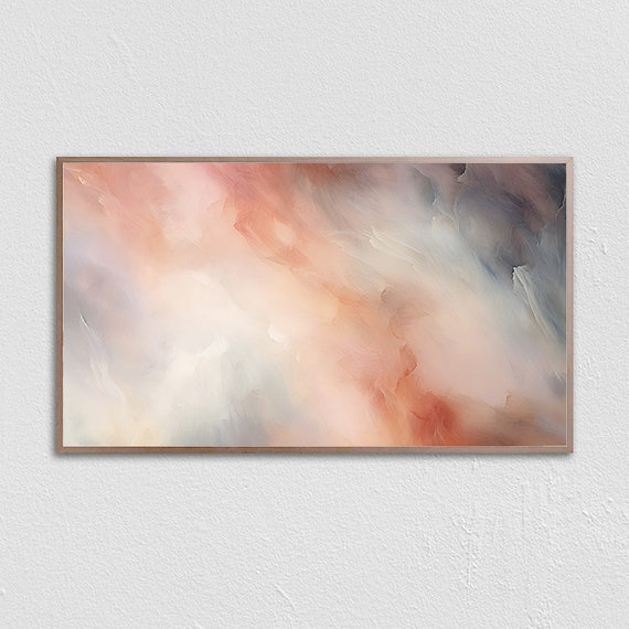 Abstract Frame Tv Art Soft Pastel Tones Oil Painting Abstract Art For Frame Tv Neutral Frame Tv Art Frame