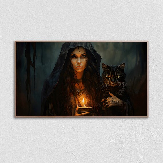 Halloween Witch Frame Tv Art Vintage Wiccan Tv Art Moody Portrait Frame Tv Art Gothic Art For Tv Art For Frame Tv Frame