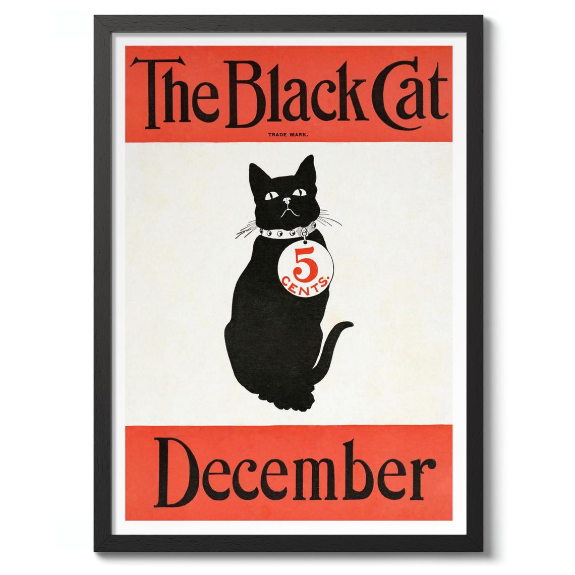 The Black Cat Vintage Print Poster Illustration Art Wall Decor Cute Gift