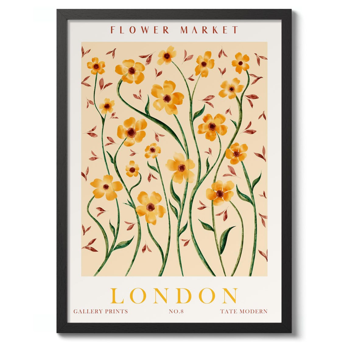 London Flower Market Illustration Print Poster Wall Art Decor Gift