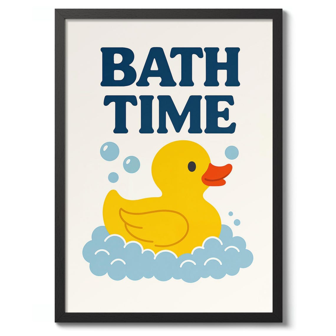 Bath Time Yellow Rubber Duck Bubbles Funny Retro Bathroom Poster