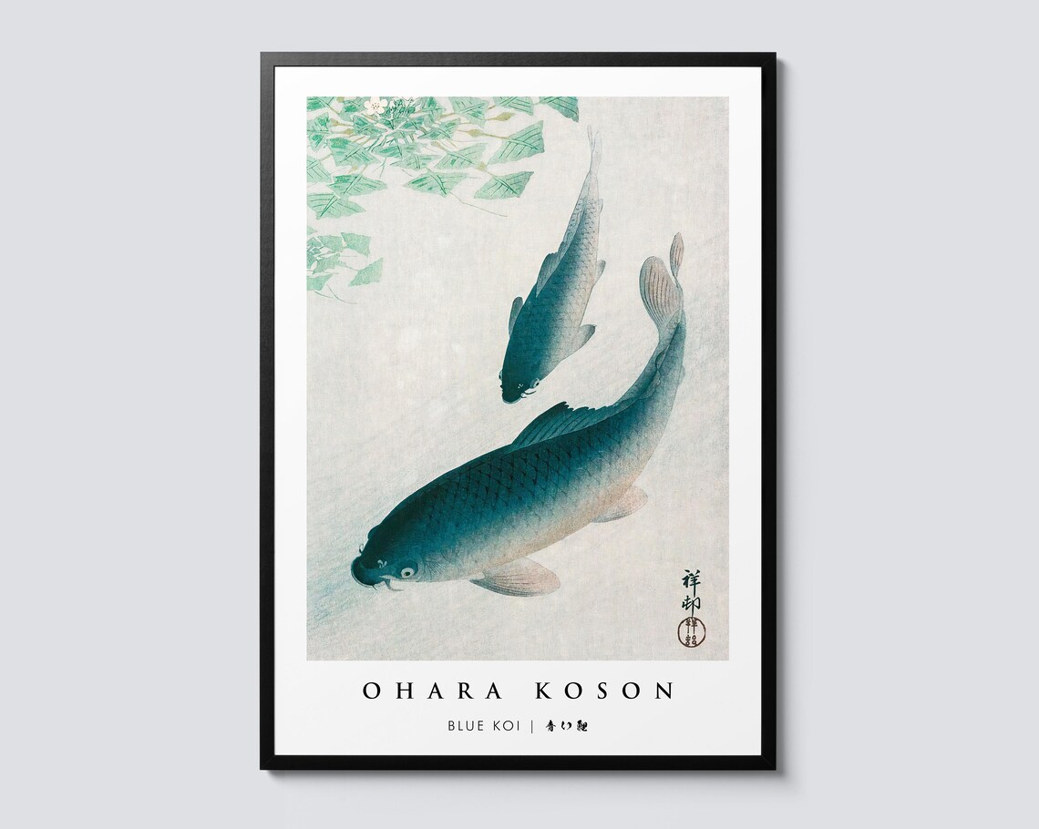 Ohara Koson Koi Fish Woodblock Art Print