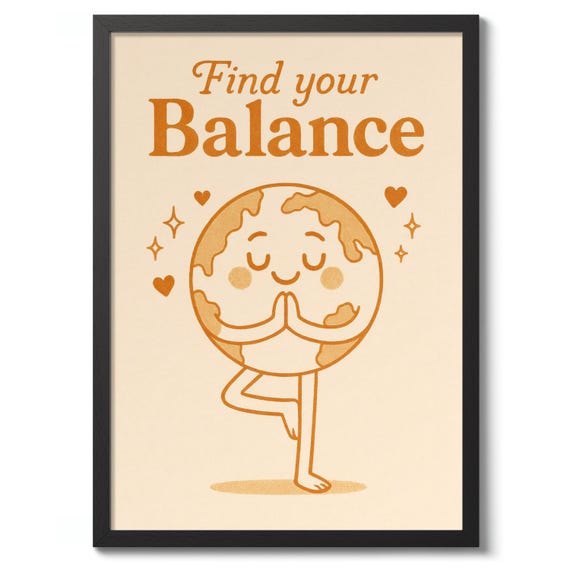 Find Your Balance Print Vintage Typography Poster Motivational Wall Art Decor Inspirational Gift