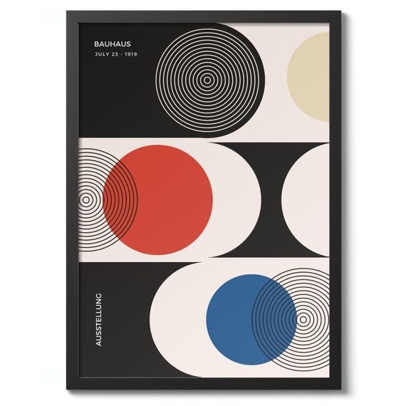 Composition Of Circles Print Midcentury Bauhaus Poster Geometric Wall Art Decor
