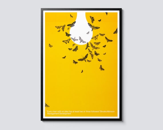 Lightbulb Moment Vintage Graphic Illustration Print Minimalist Moth And Butterfly Wall Art Home Decor Poster