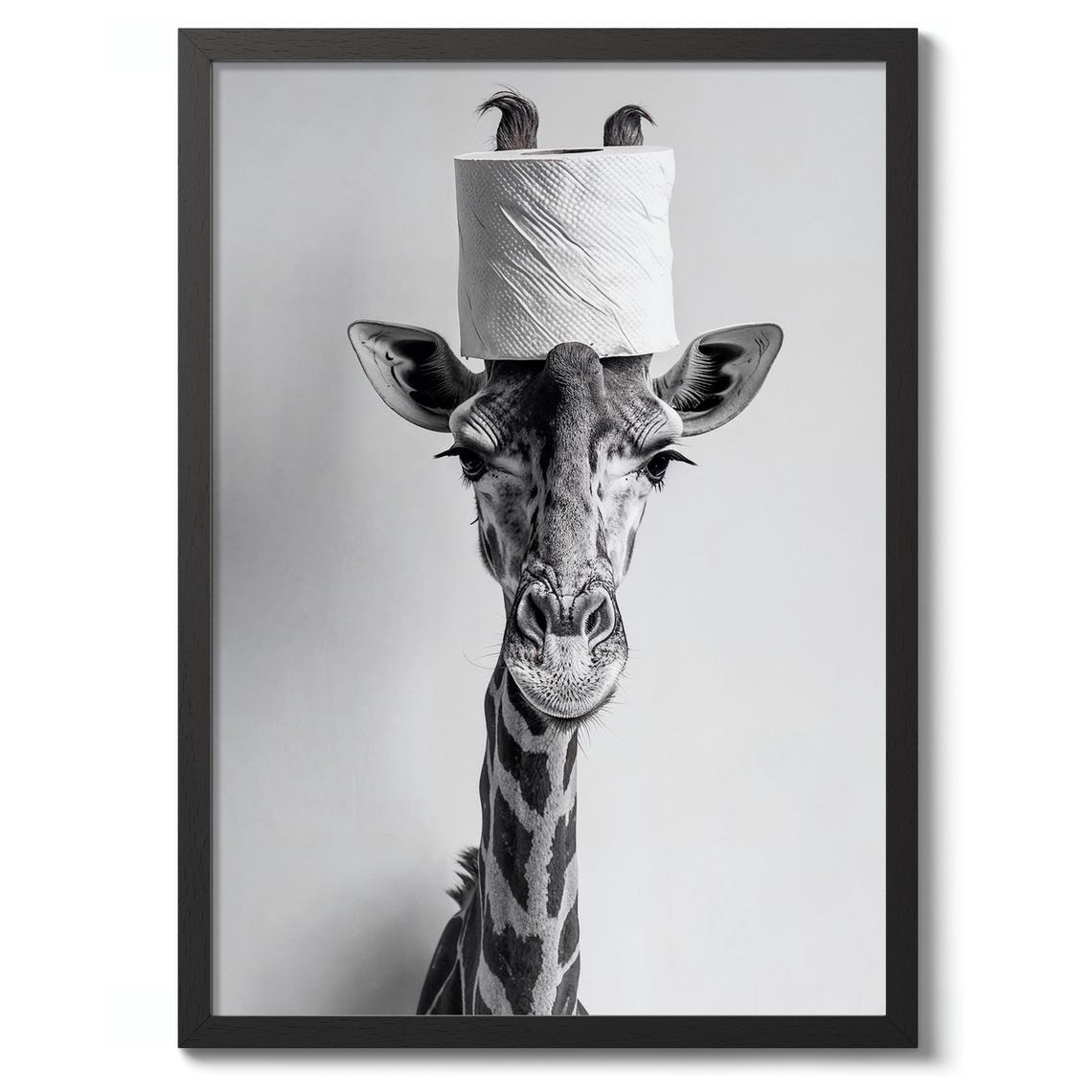 Tall Order Giraffe with Toilet Paper Hat Funny Bathroom Photo Poster