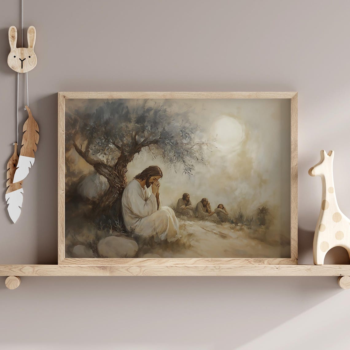 Jesus Praying In Gethsemane Watercolor Christian Faith Art Poster - Image 2