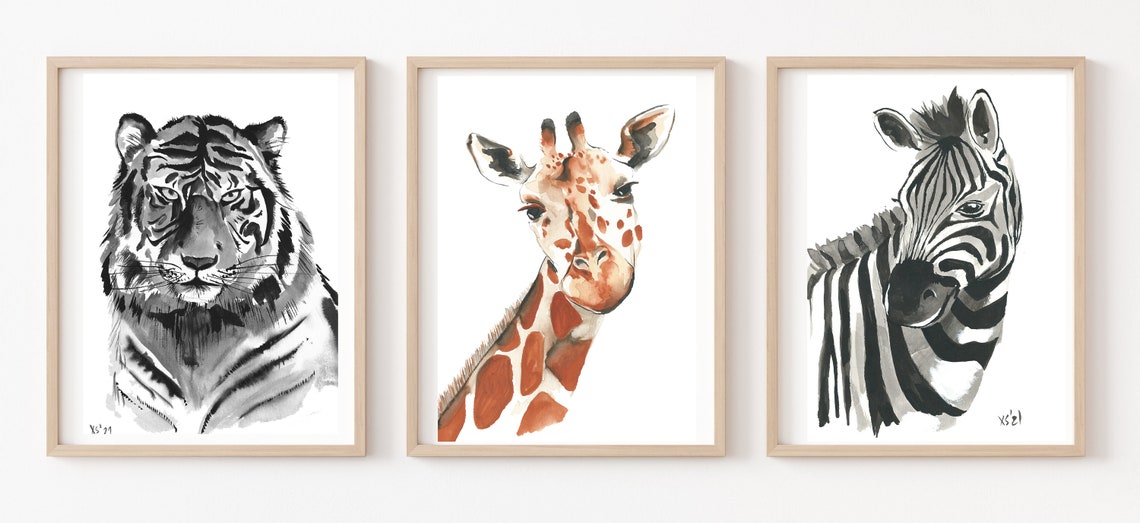Tiger Picture Poster A4 21 X 30 Cm Watercolor Childrens Room Print Boys Girls Decoration Gift Colorful Animals Safari Animal Picture Africa Illustration - Image 2