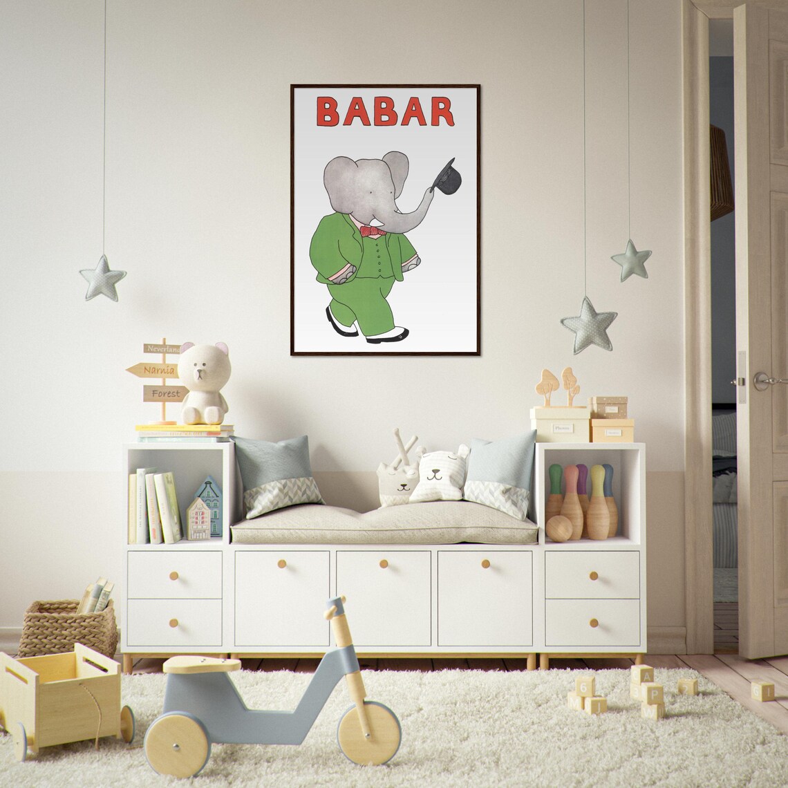 Babar Elephant Nursery Decor, Animal Art Print - Image 3