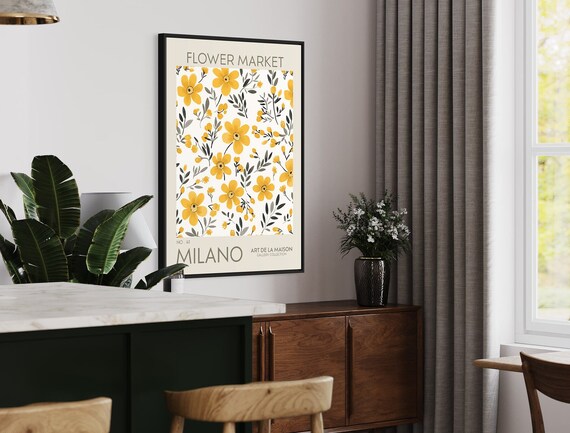 Flower Market Print, Vintage Botanical Decor