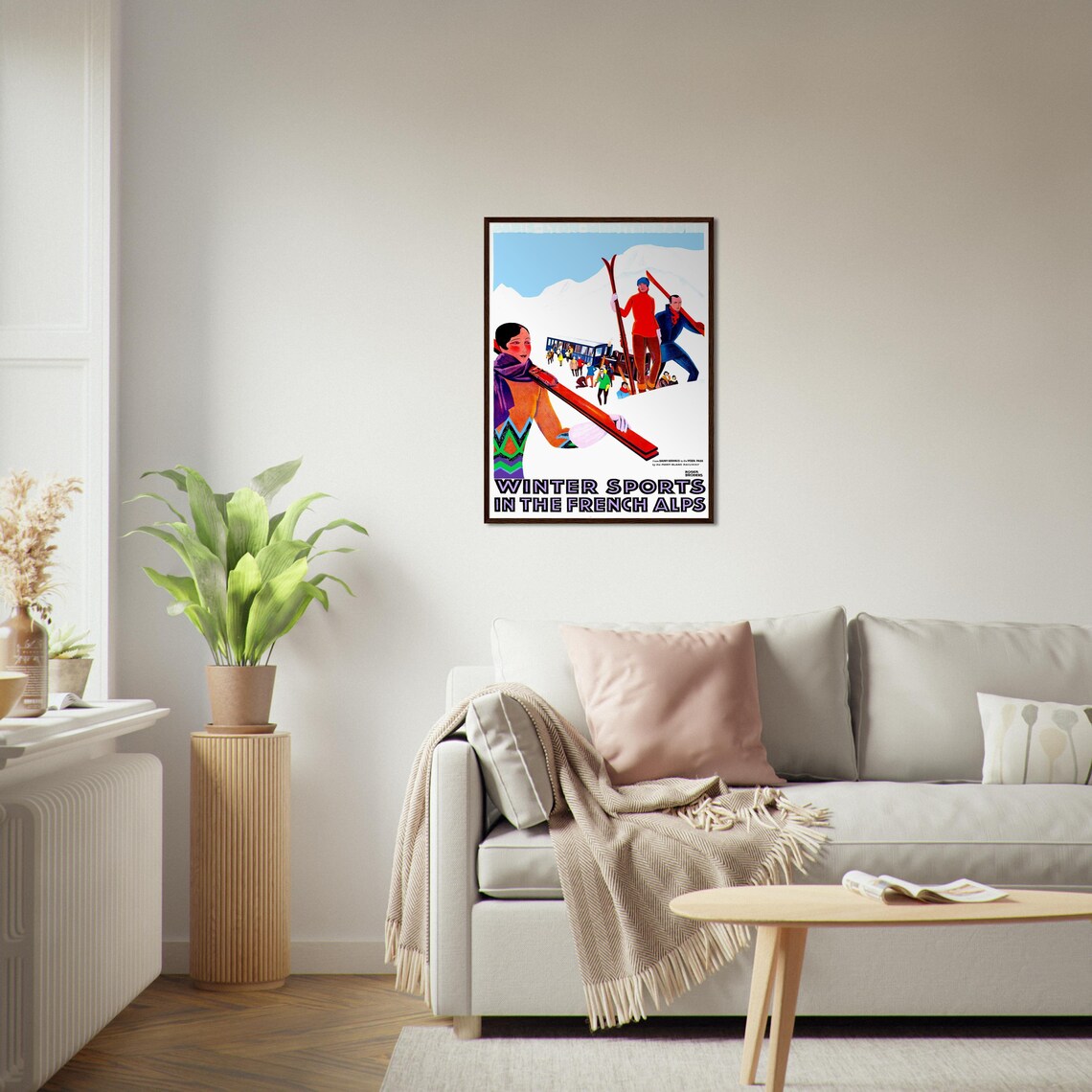 Vintage Skiing Poster, Retro Mountain Sport Illustration - Image 4