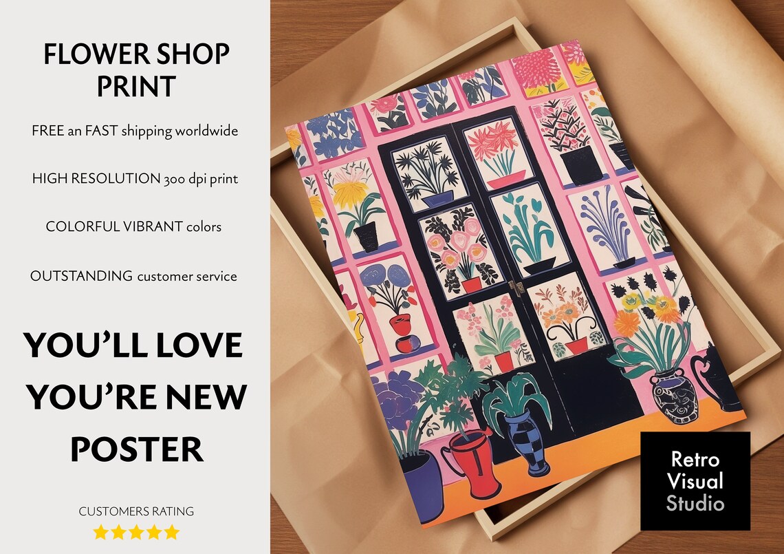 Flower Shop Print, Botanical Floral Decor Poster - Image 3