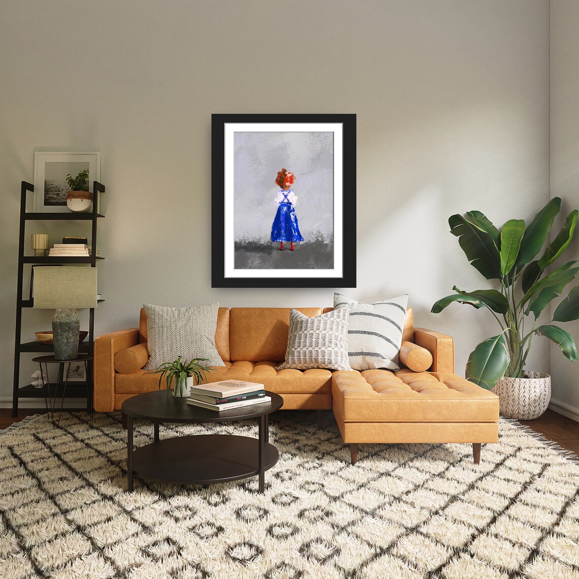 Girl In Red Boots And Blue Dress From Behind Impressionist Poster - Image 4