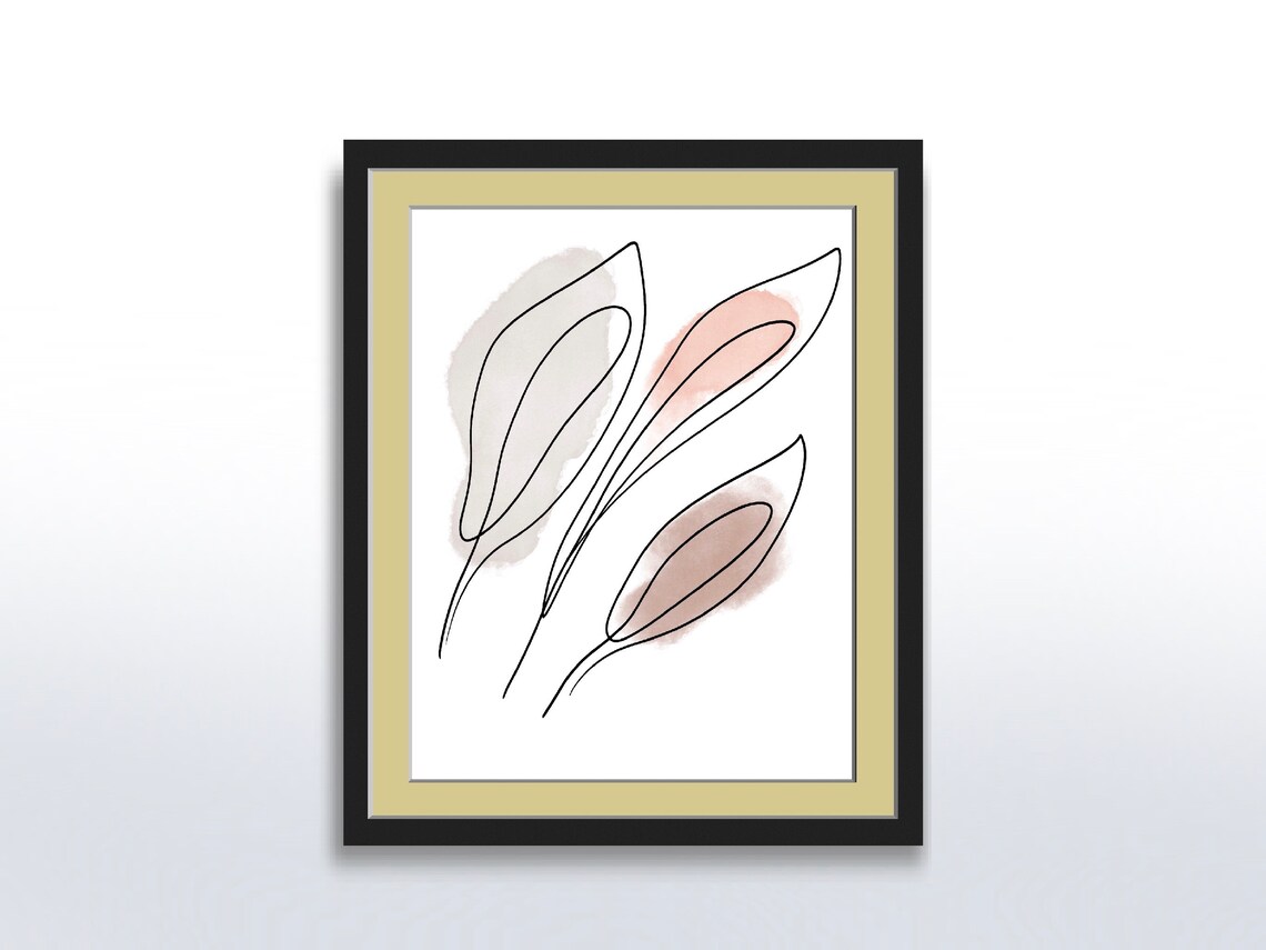 Abstract Minimalist Boho Leaves, Contemporary Modern