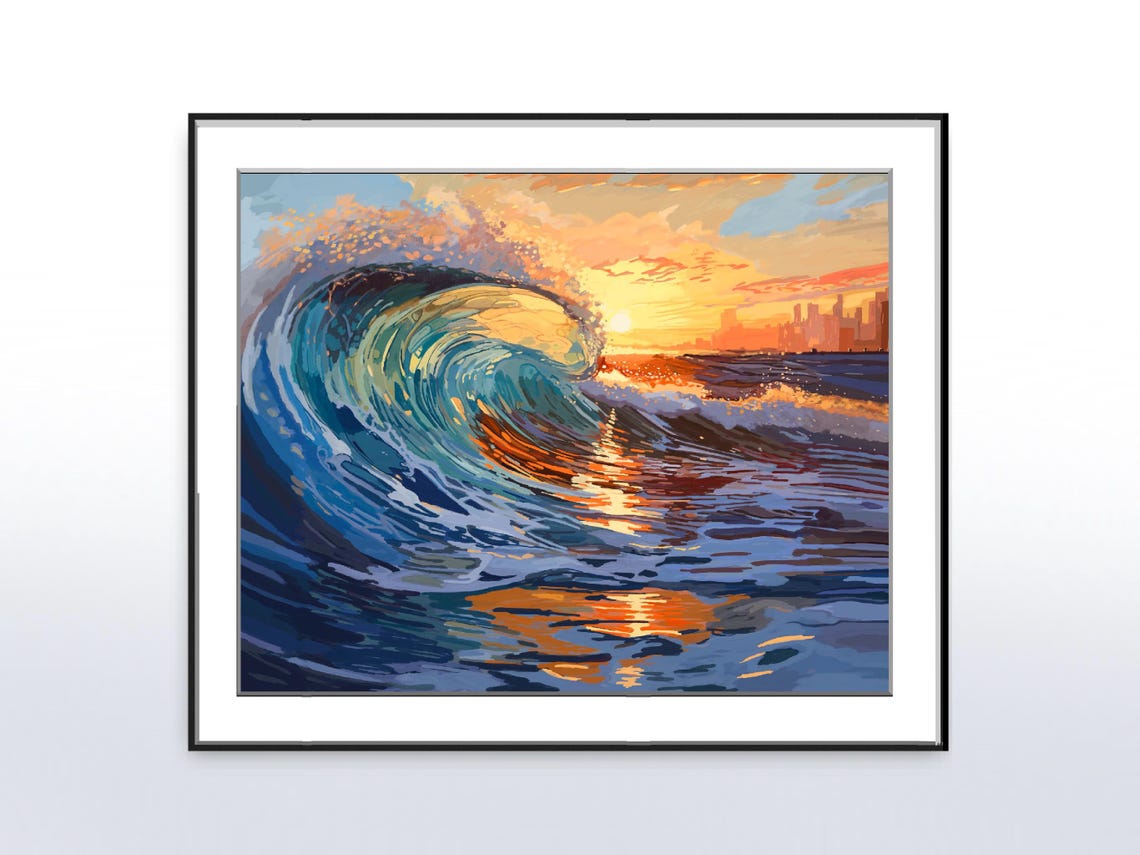 The Curl Dramatic Wave Beach Art Print - Image 4