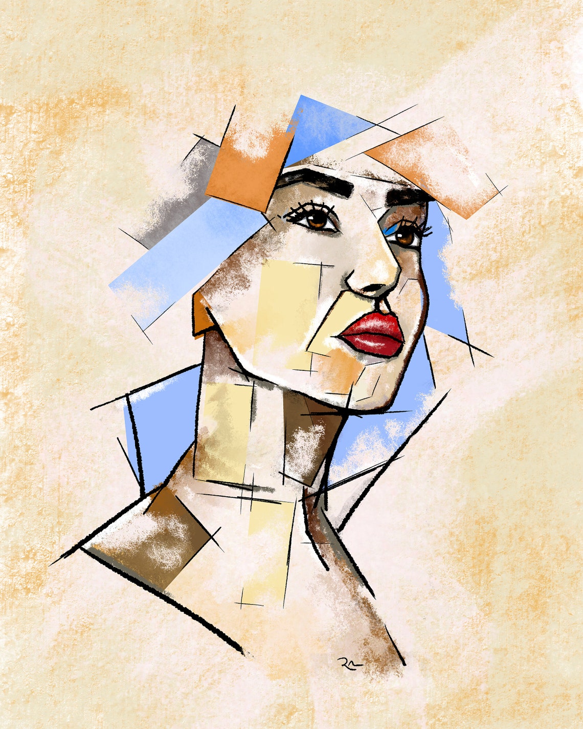 Abstract Portrait Art Abstract Womans Face Art Art Picasso Style Cubism Art Instant Print - Image 4