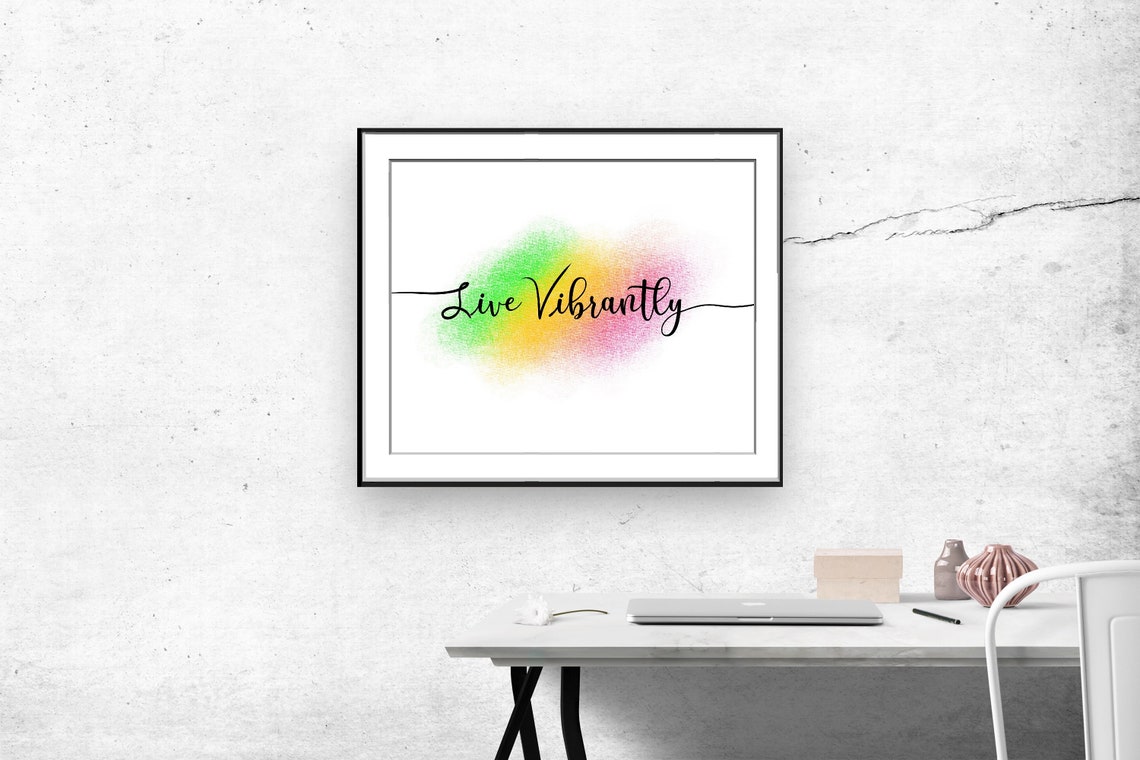 Live Vibrantly Watercolor Script Inspirational Word Art Poster - Image 4