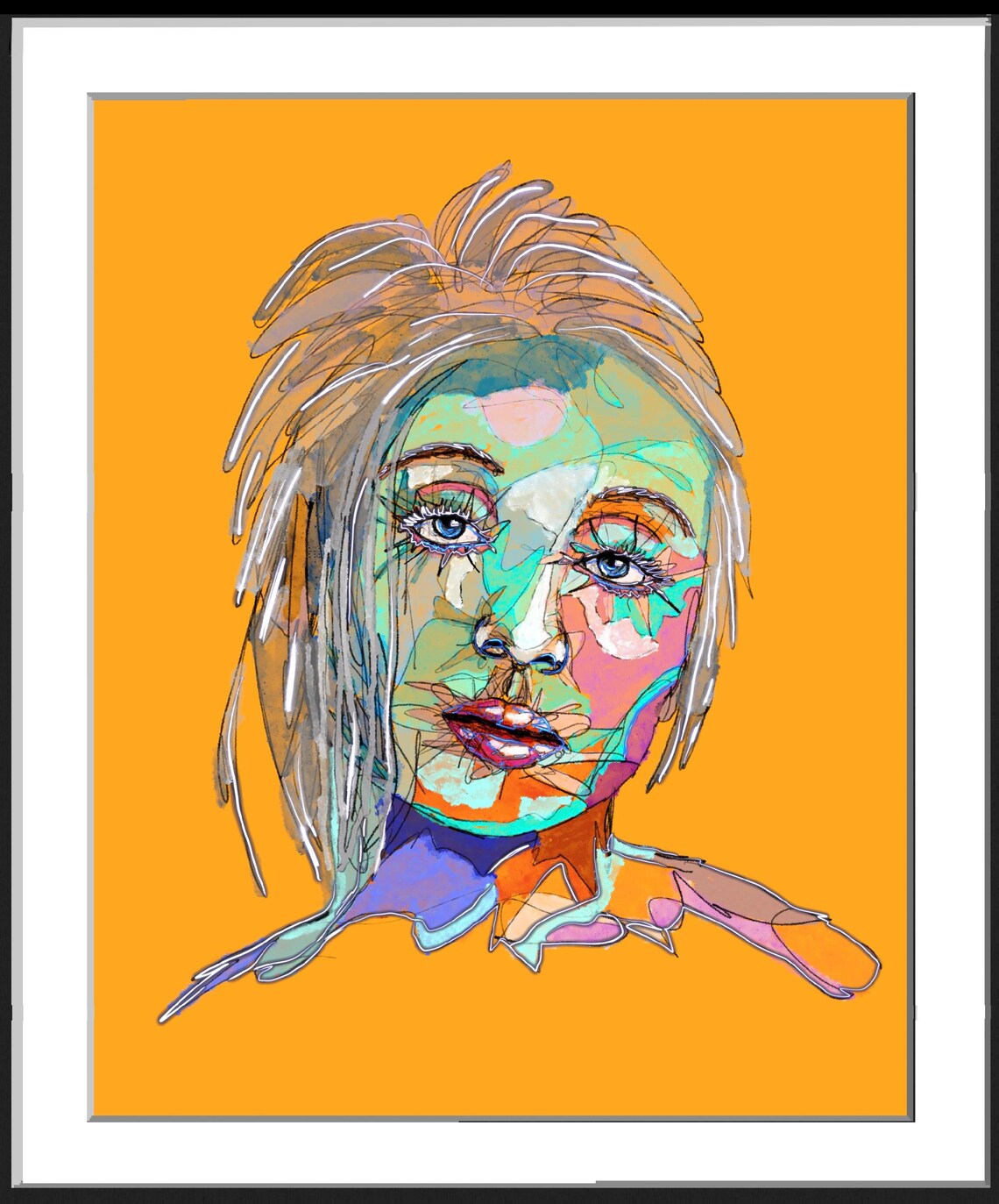 Stylized Woman's Portrait Face Art Print