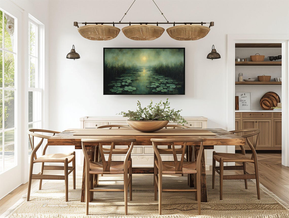St Patricks Day Moonlit Pond Lily Pads Moon Reflection Mystical Poster - Image 2