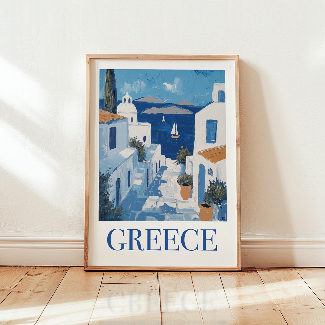 Santorini Seaside View, Matisse Style Art Print