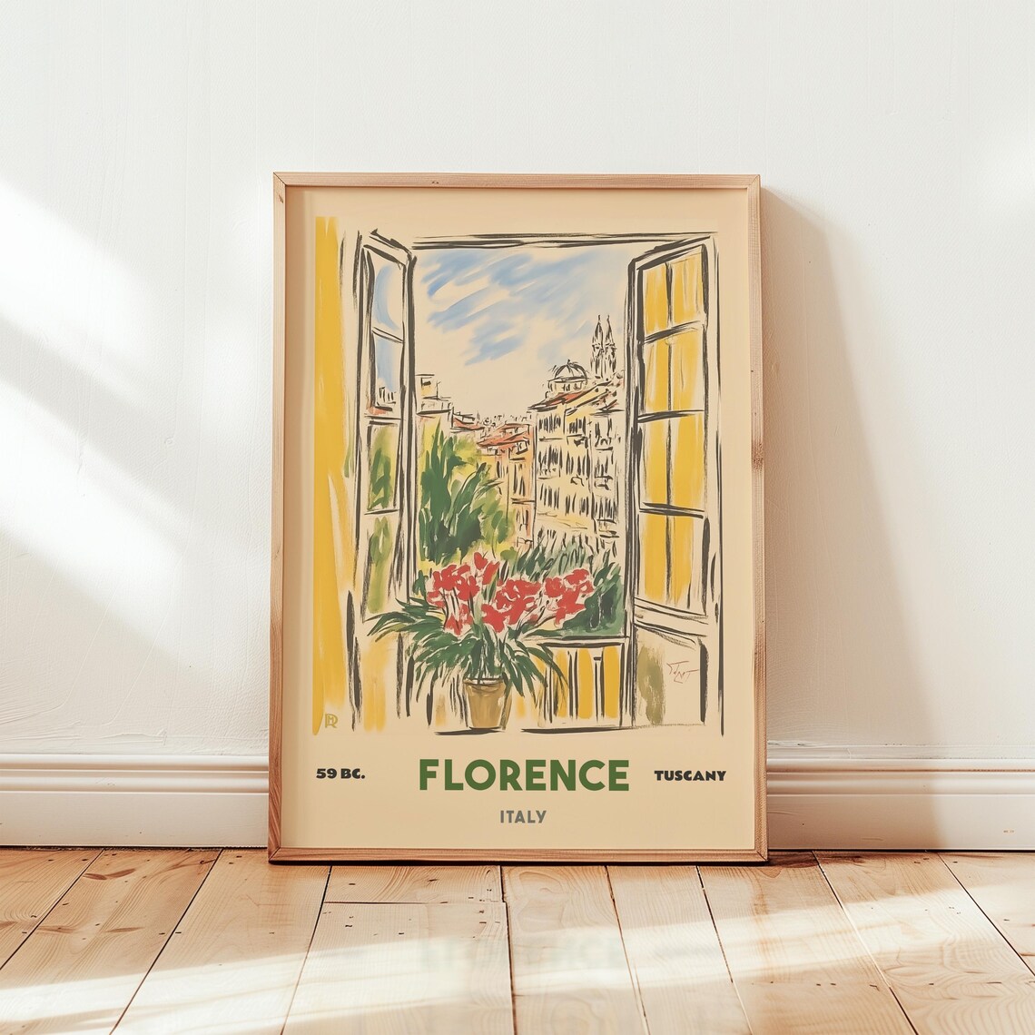 Florence Tuscany Vintage Travel Poster, Italy Cityscape