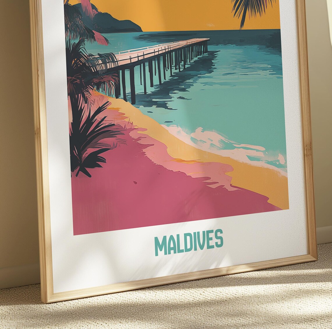 Maldives Travel Poster Tropical Paradise Art Print - Image 4