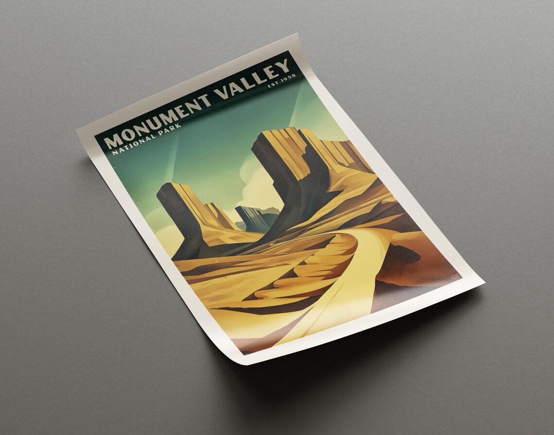 Monument Valley National Park Desert Road Buttes Cubist Poster - Image 4