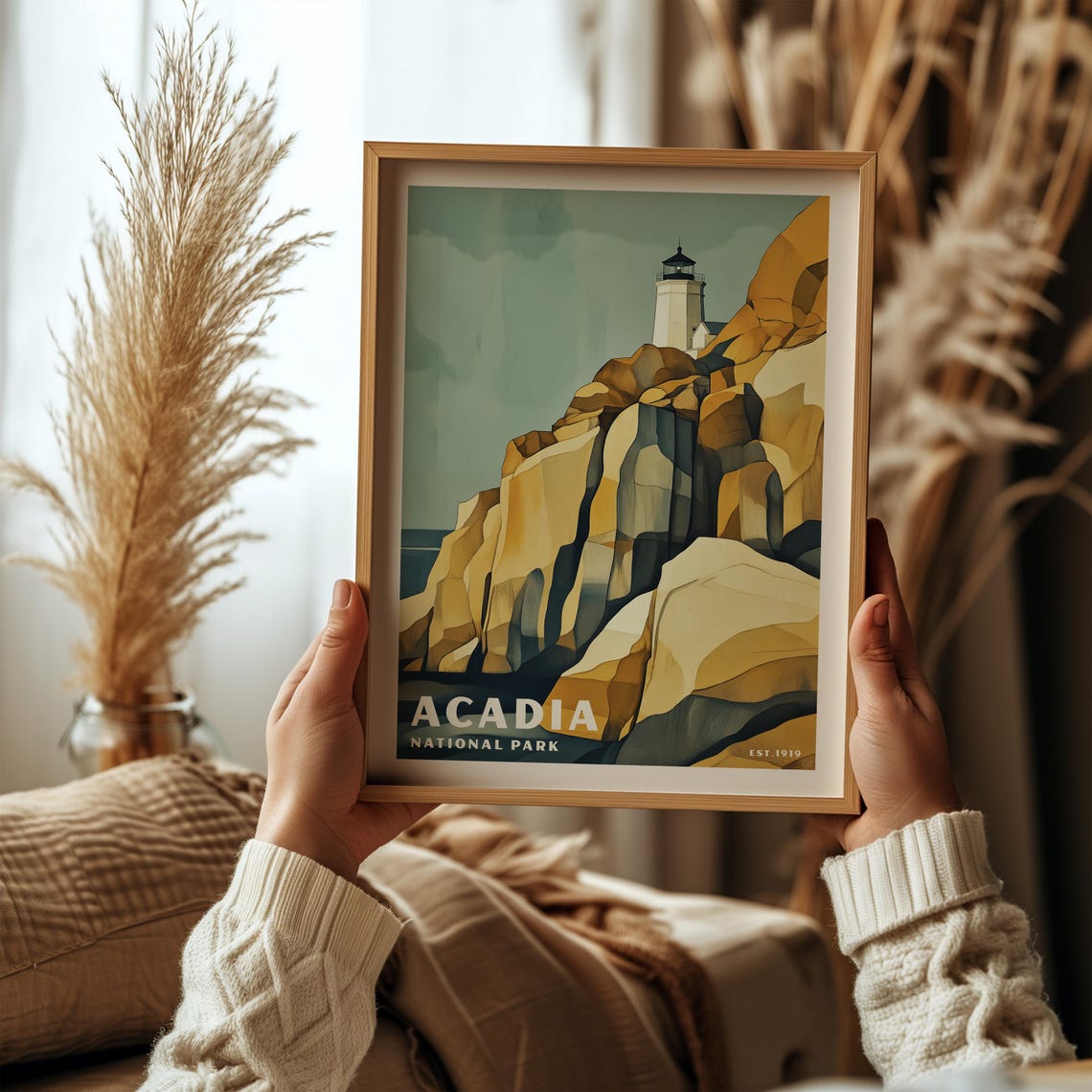 Acadia National Park Maine Lighthouse Ocean Cliffs Art Poster - Image 5