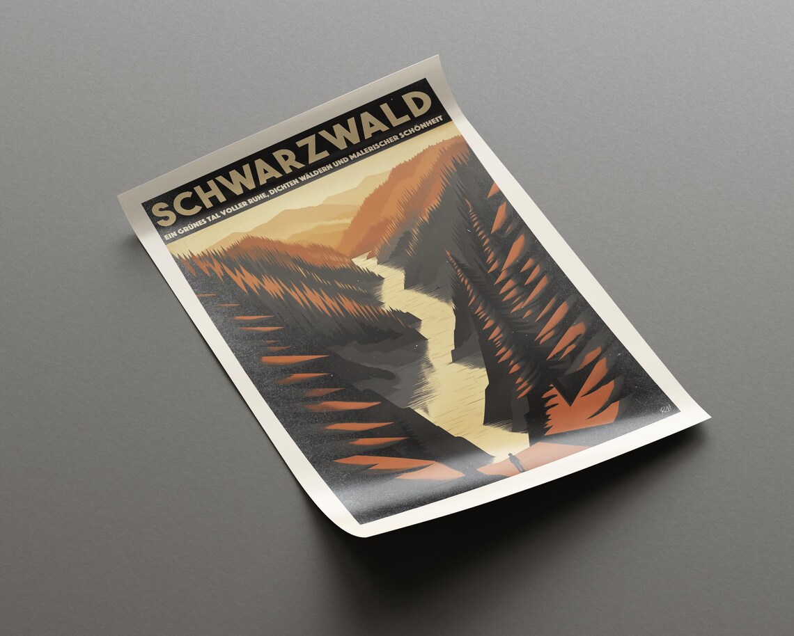 Vintage Schwarzwald Black Forest Hiking Travel Poster - Image 2