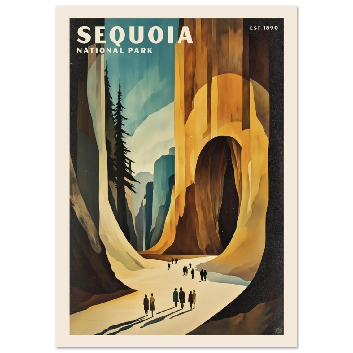 Sequoia National Park Giant Trees Tunnel Golden California Poster - Image 3