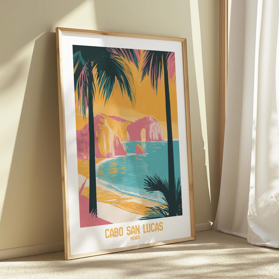 Cabo San Lucas Mexico El Arco Rocky Beach Palms Sunset Poster - Image 4