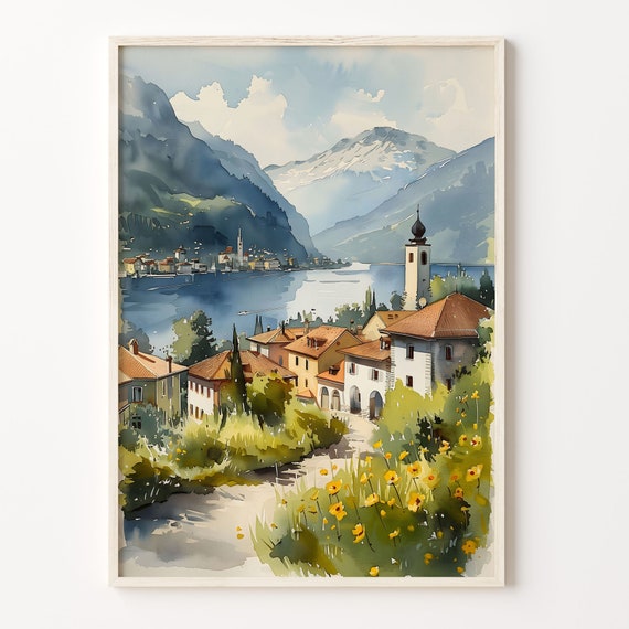 Interlaken Watercolor Painting Travel Print