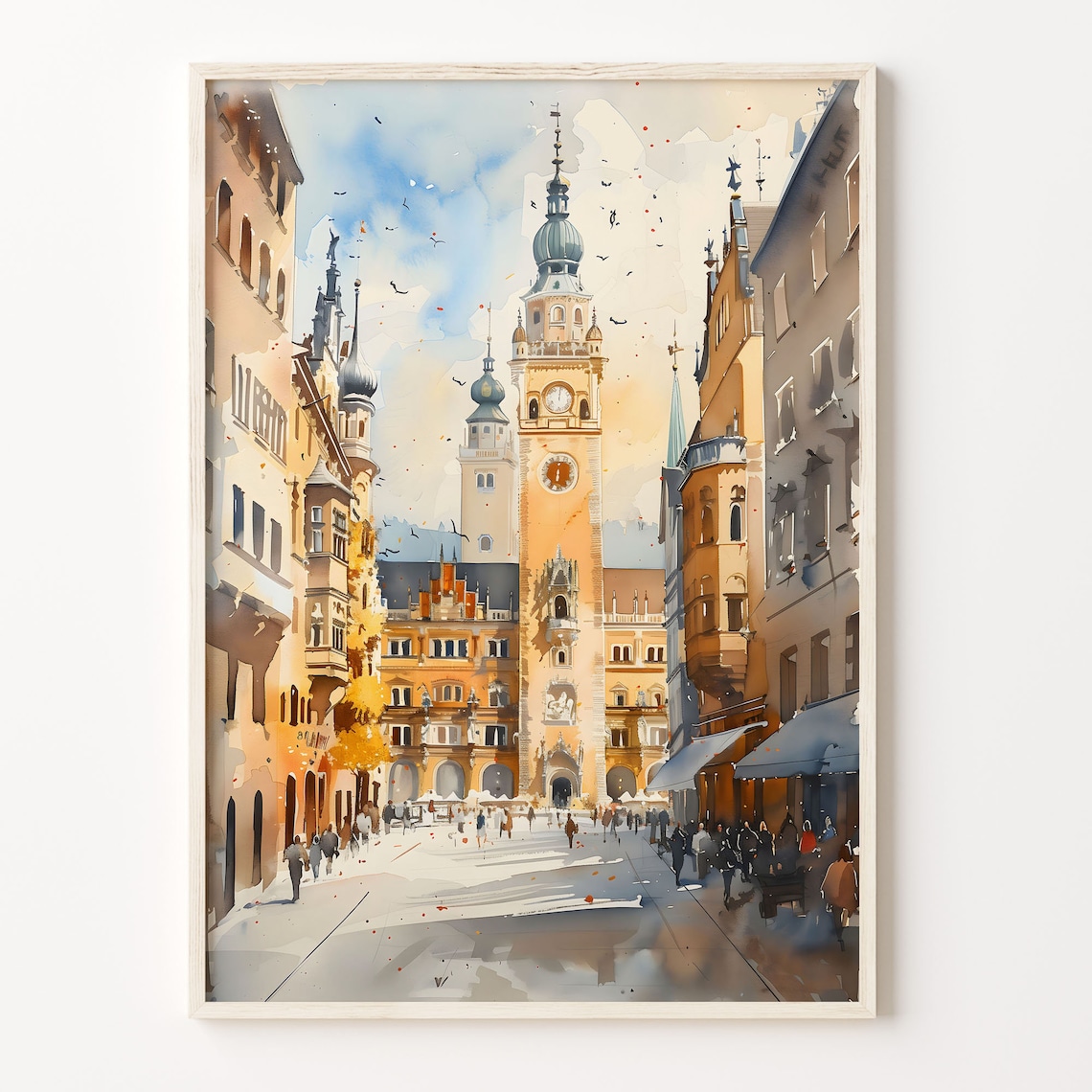 Munich Watercolor Painting, German Travel Poster