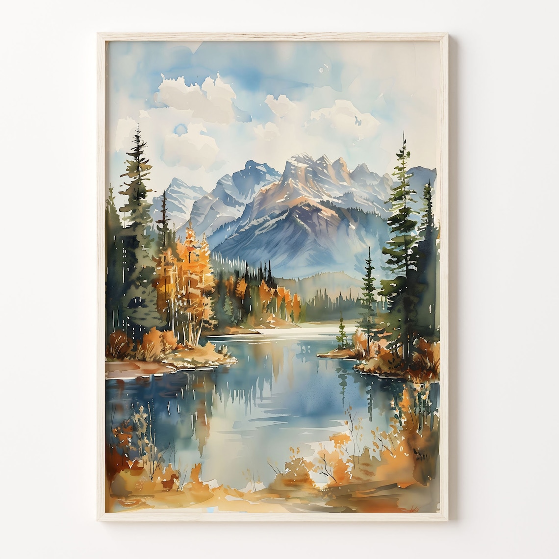 Jasper National Park Watercolor Art Print, Canada
