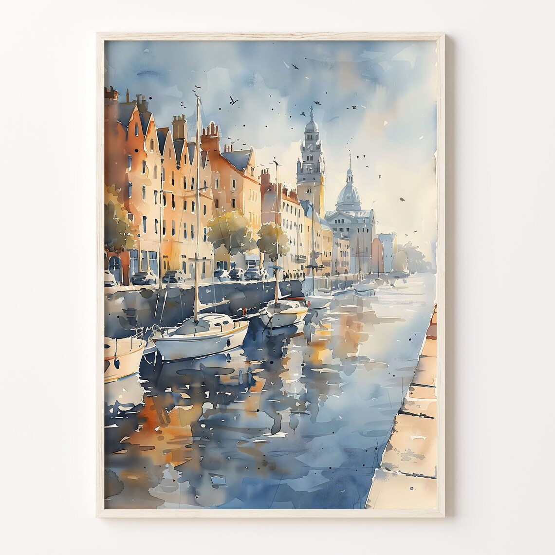 Cork Ireland Watercolor Painting Cobh Day View Poster