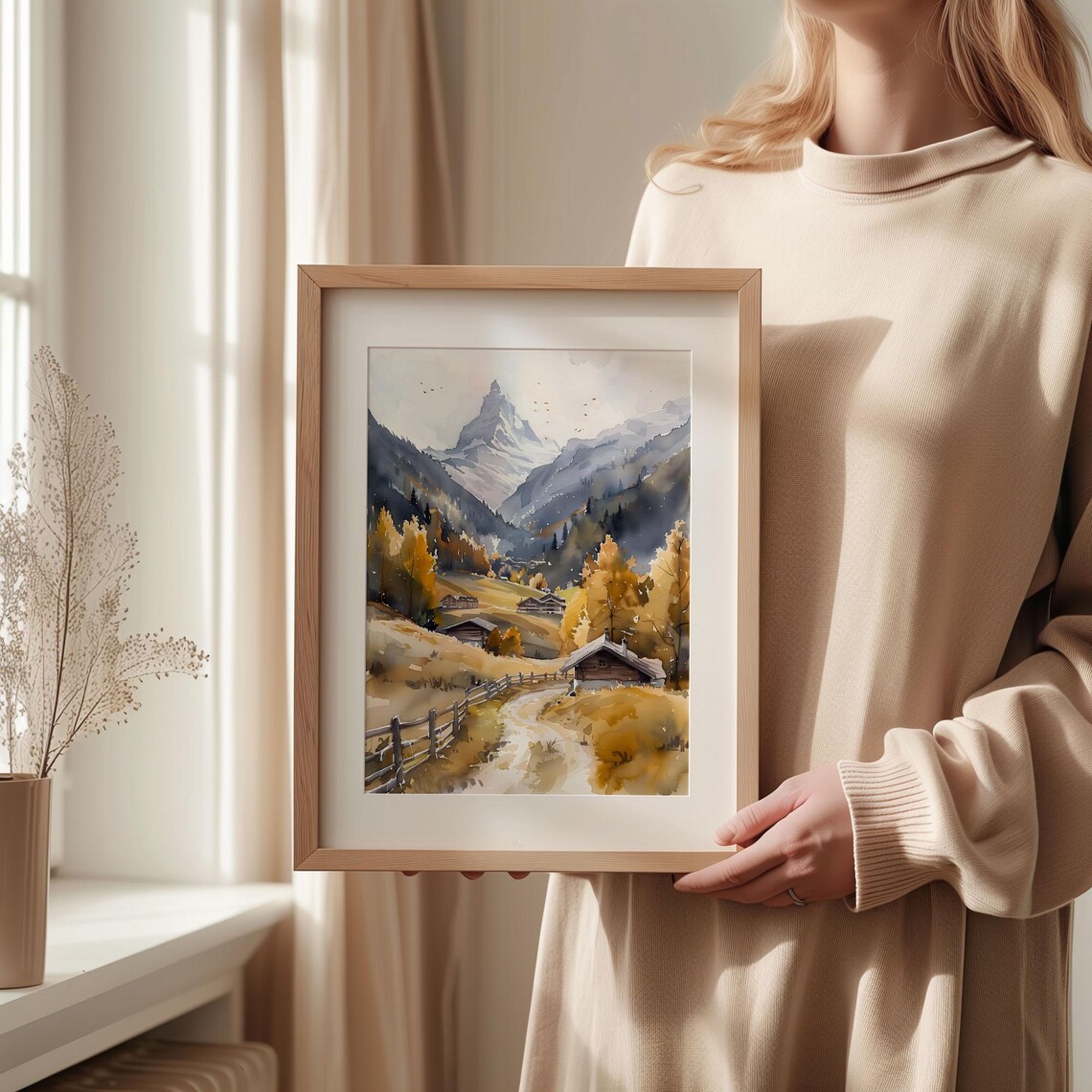 Zermatt Switzerland Matterhorn Alpine Watercolor Painting Poster - Image 2