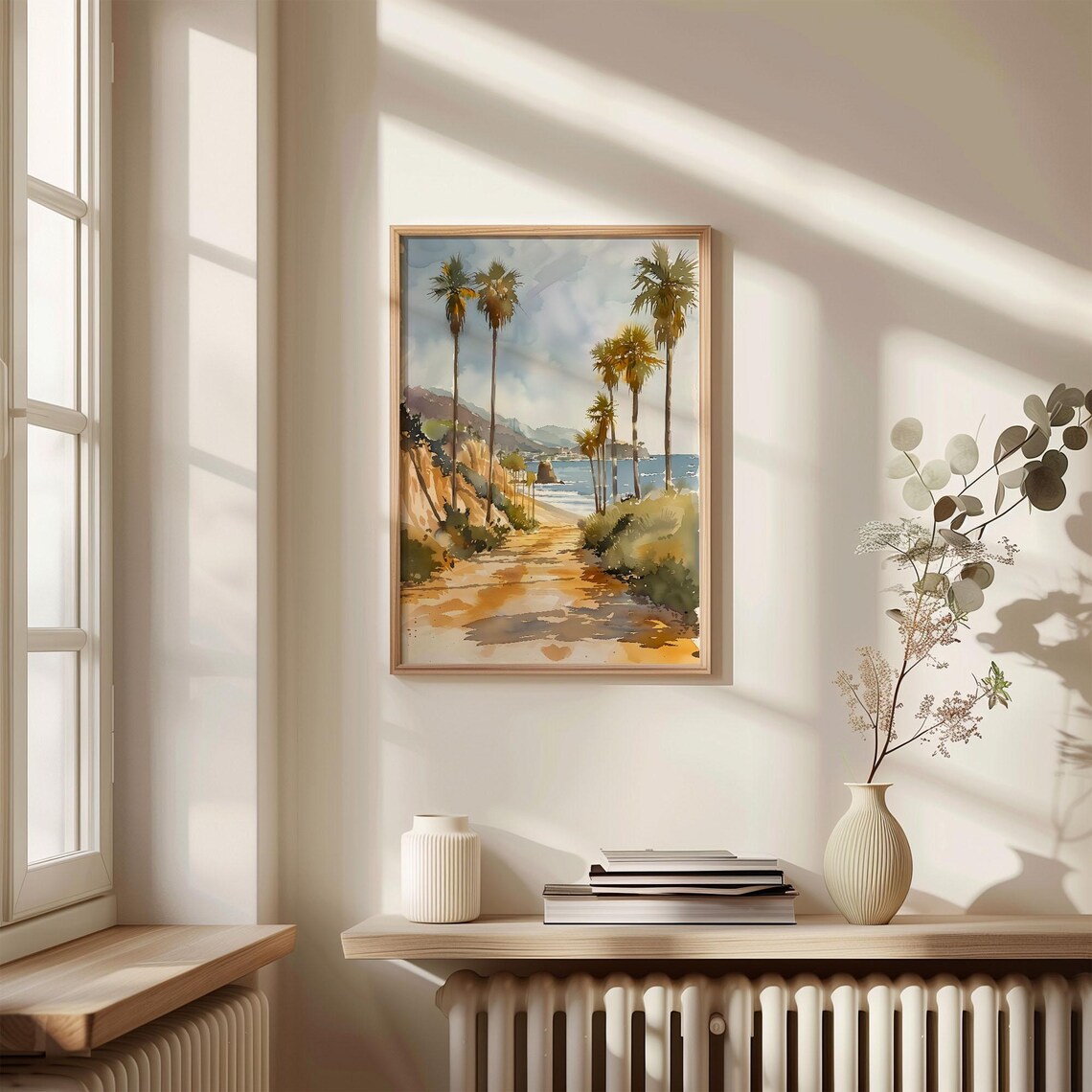 Huntington Beach California Palm Dunes Watercolor Painting Poster - Image 4