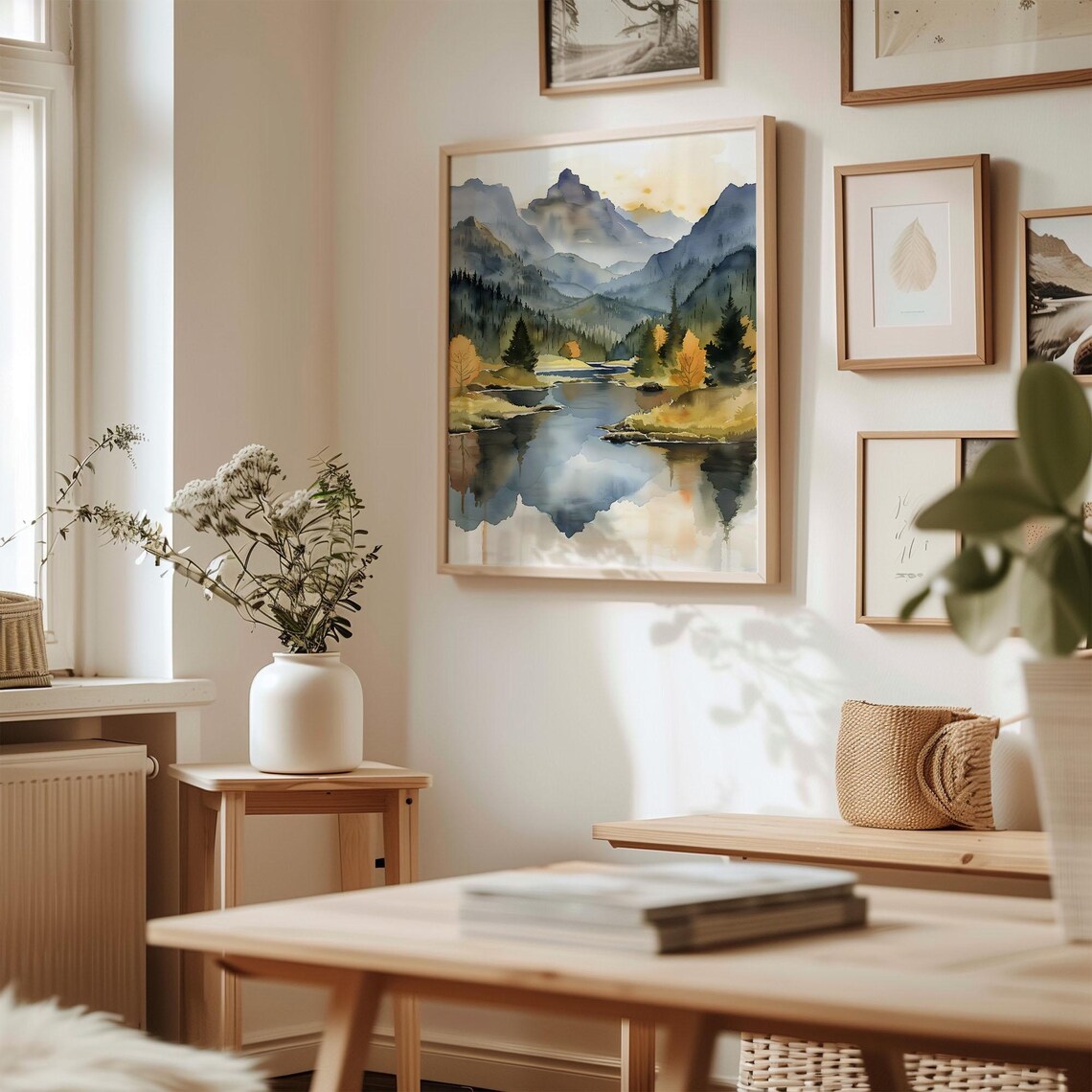 Sweden Watercolor Print, Scandinavian Mountains Poster - Image 3