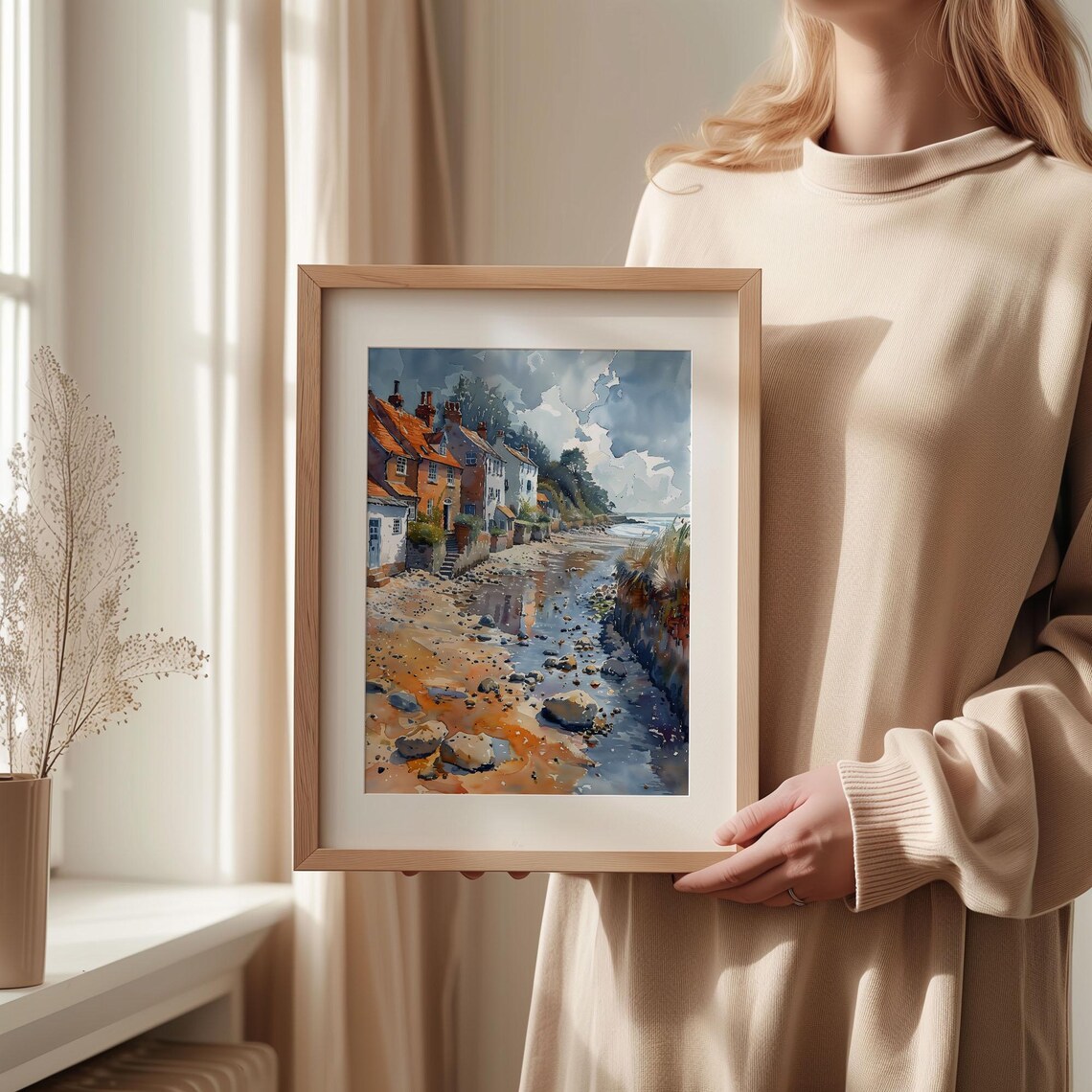 Aldeburgh Suffolk Coastal Village Watercolor Painting Poster - Image 2