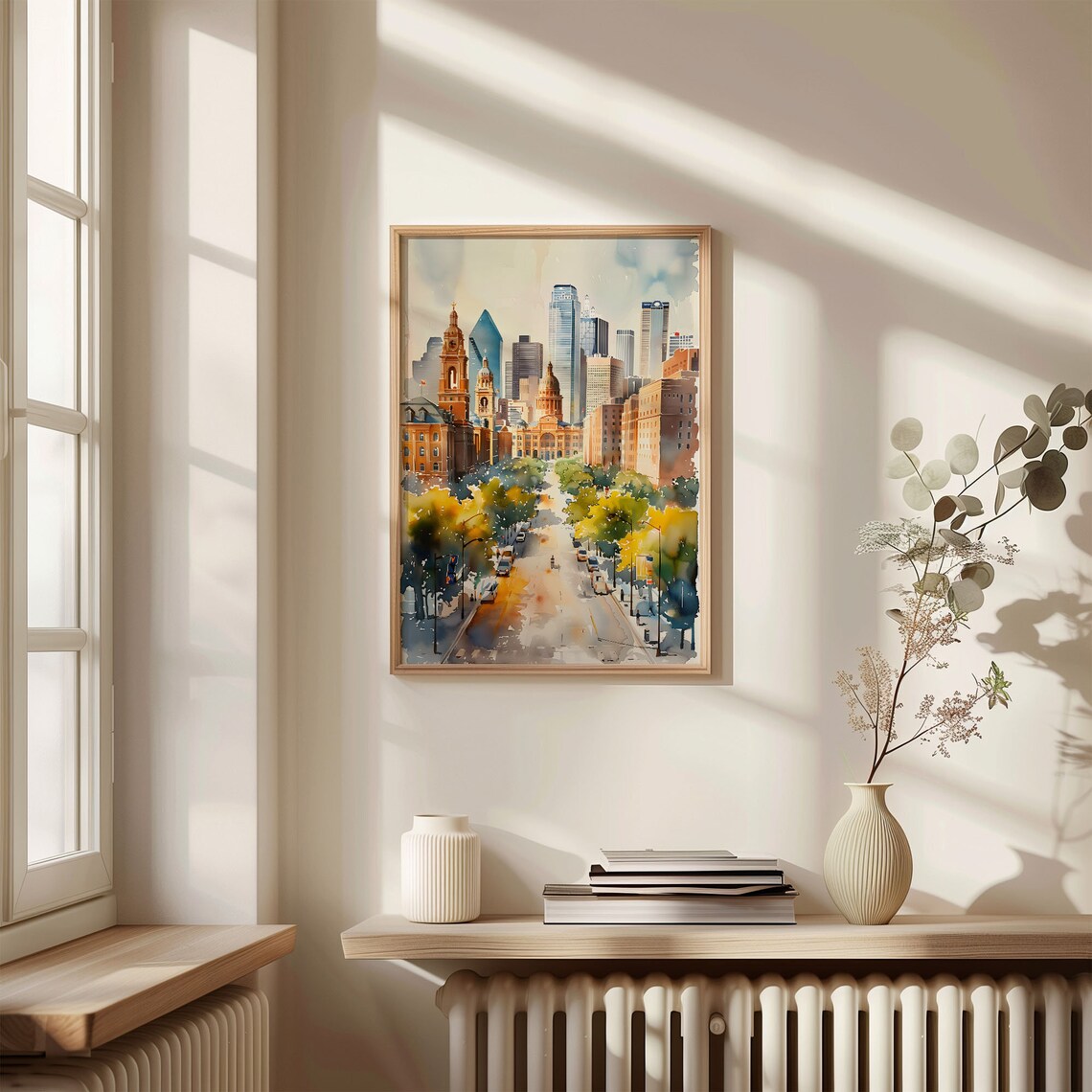 Dallas Texas Skyline Historic Courthouse Avenue Watercolor City Poster - Image 4