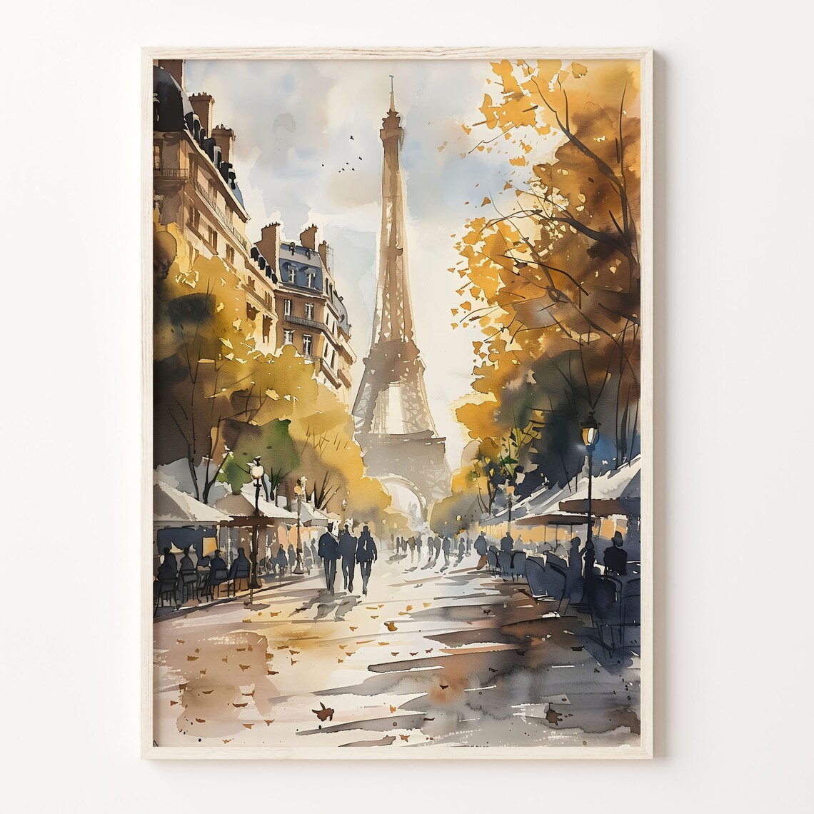 Paris Watercolor Eiffel Tower Travel Poster