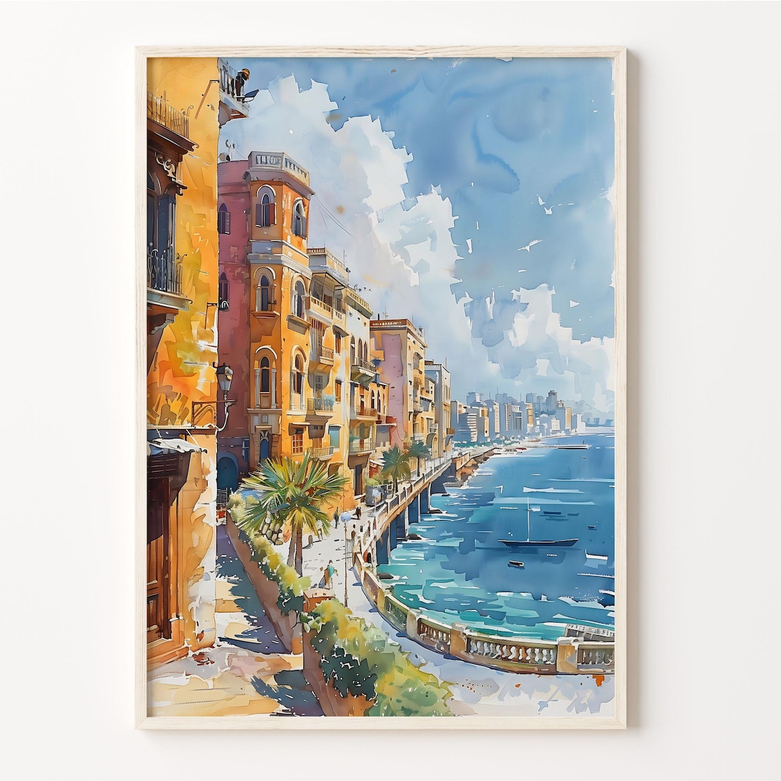 Beirut Watercolor Painting Lebanon Travel Poster
