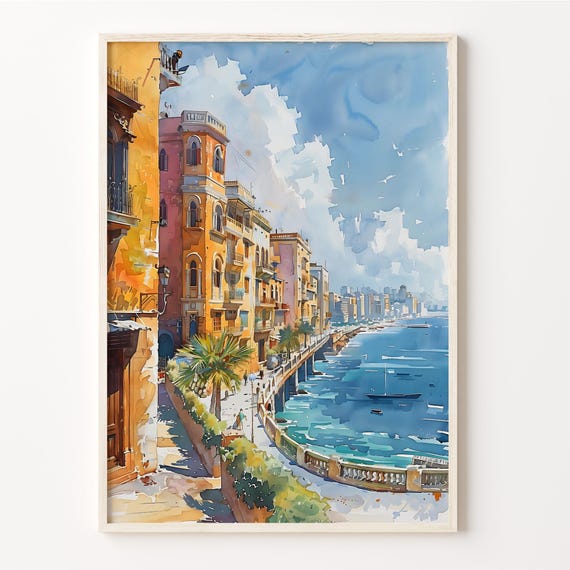 Beirut Watercolor Painting Lebanon Travel Poster